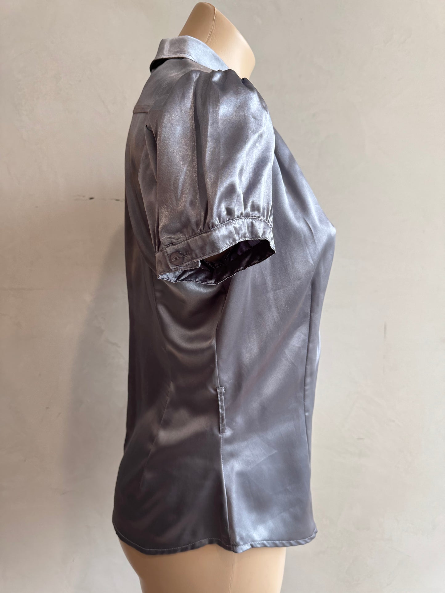 Hot Options Silver Satin Top - size 12