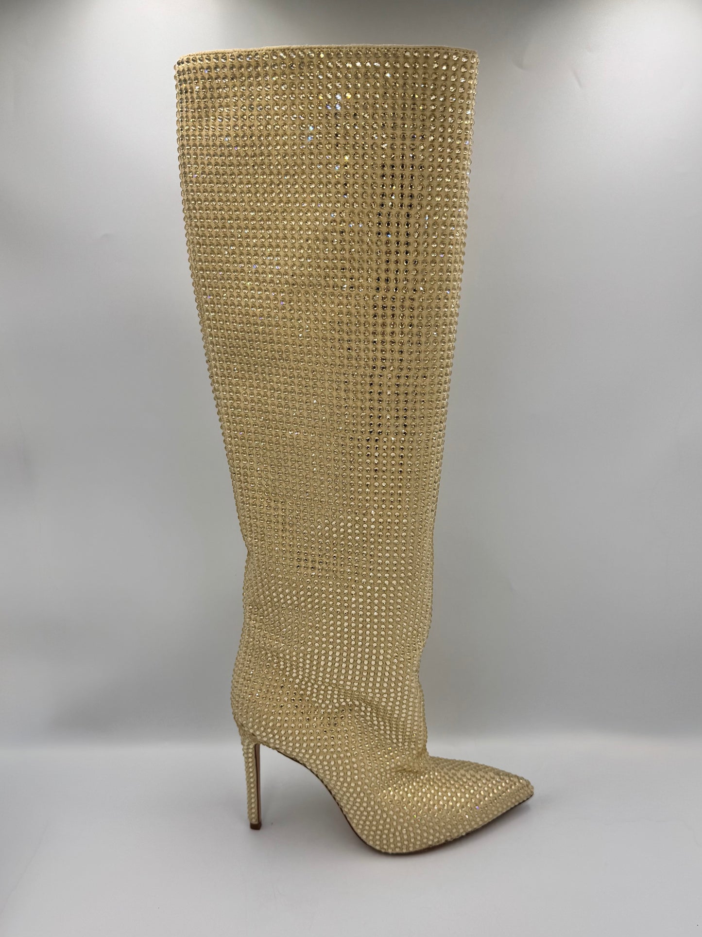 PARIS TEXAS Gold Rhinestone Boots Size 38.5