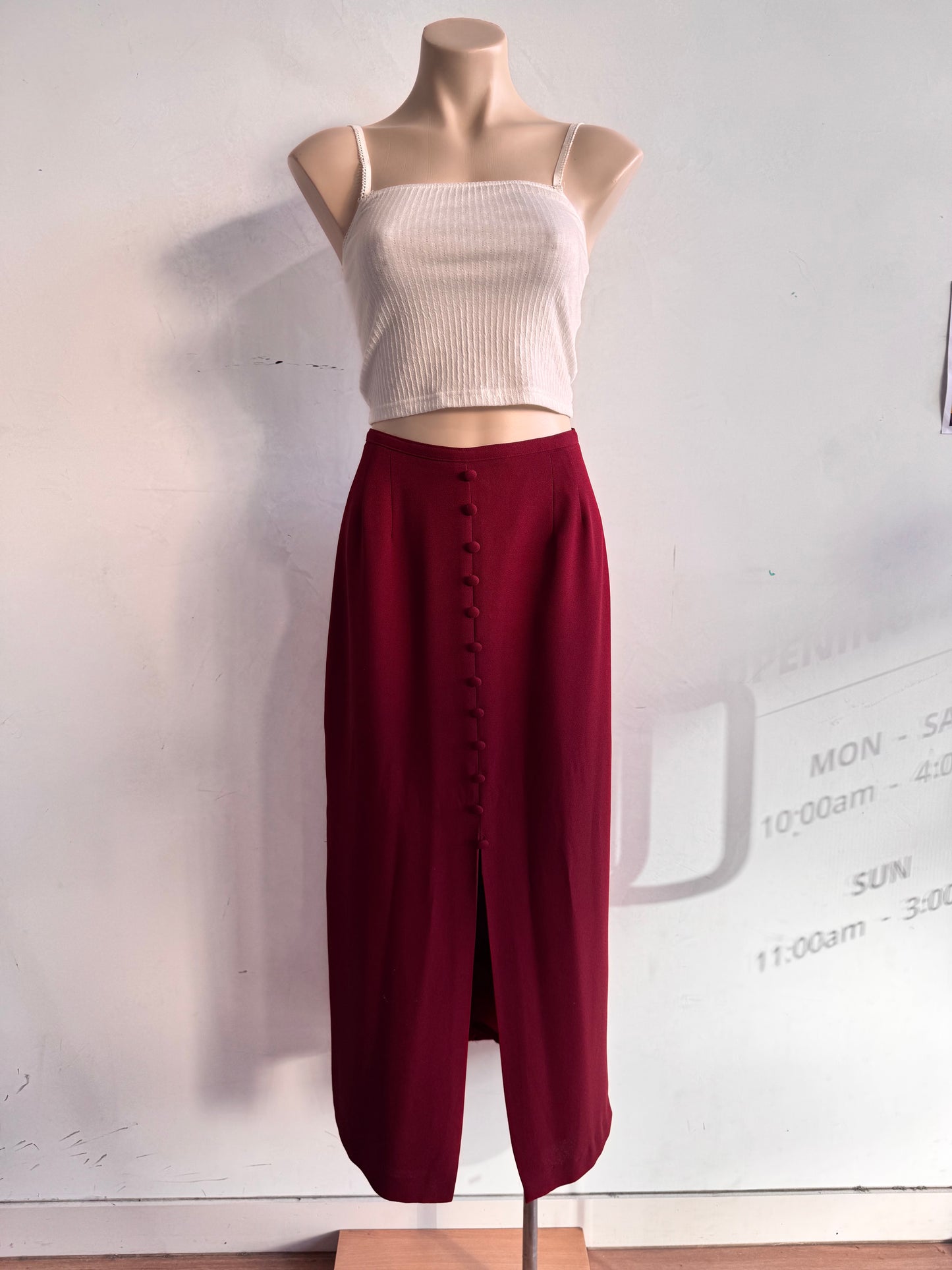 Vintage Jacqui E Red Maxi Skirt With Slits - size M