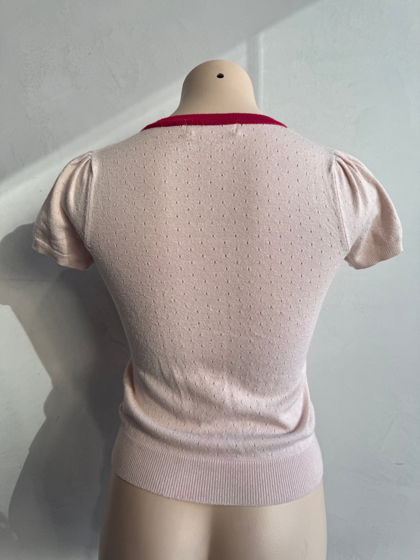 Alannah Hill pink knit top with Bow details - size 8