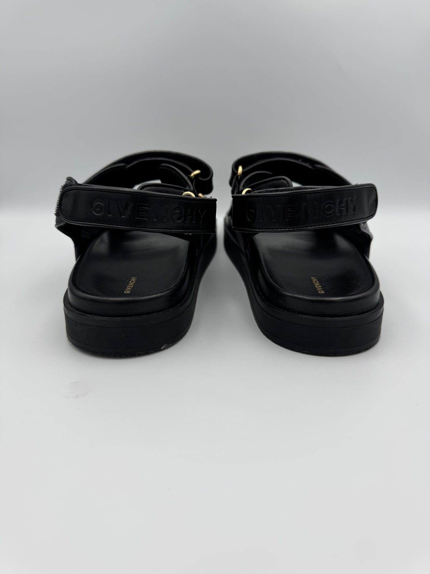 GIVENCHY Black Leather Sandals Size 40