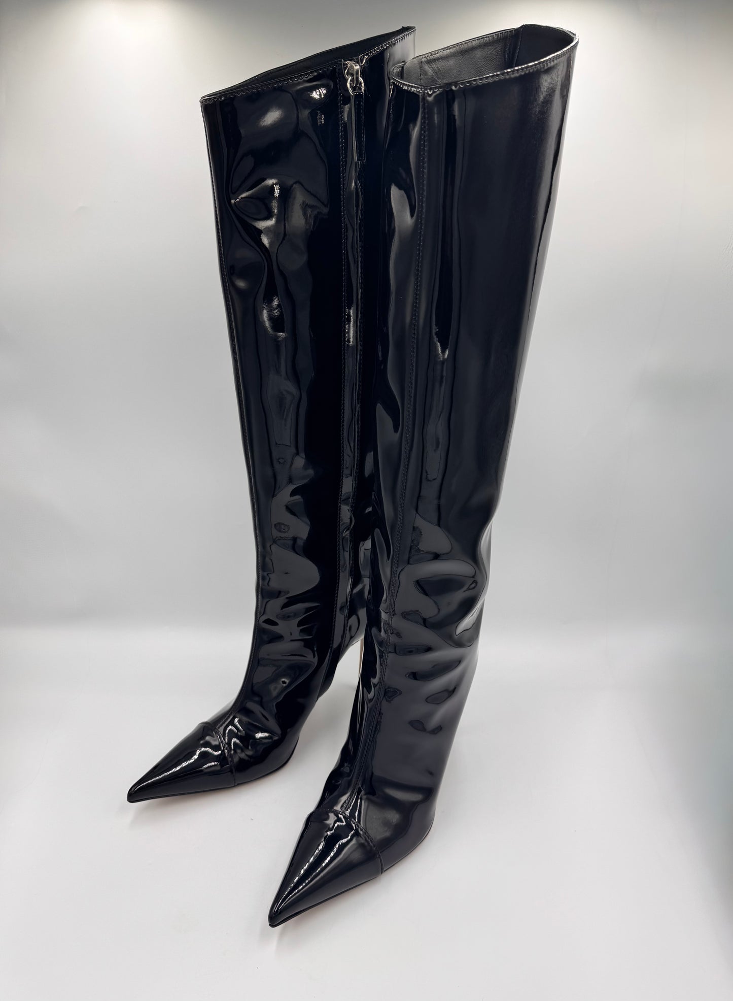 ALEXANDRE VAULTHIER Black Patent Knee-High Boots size 38.5