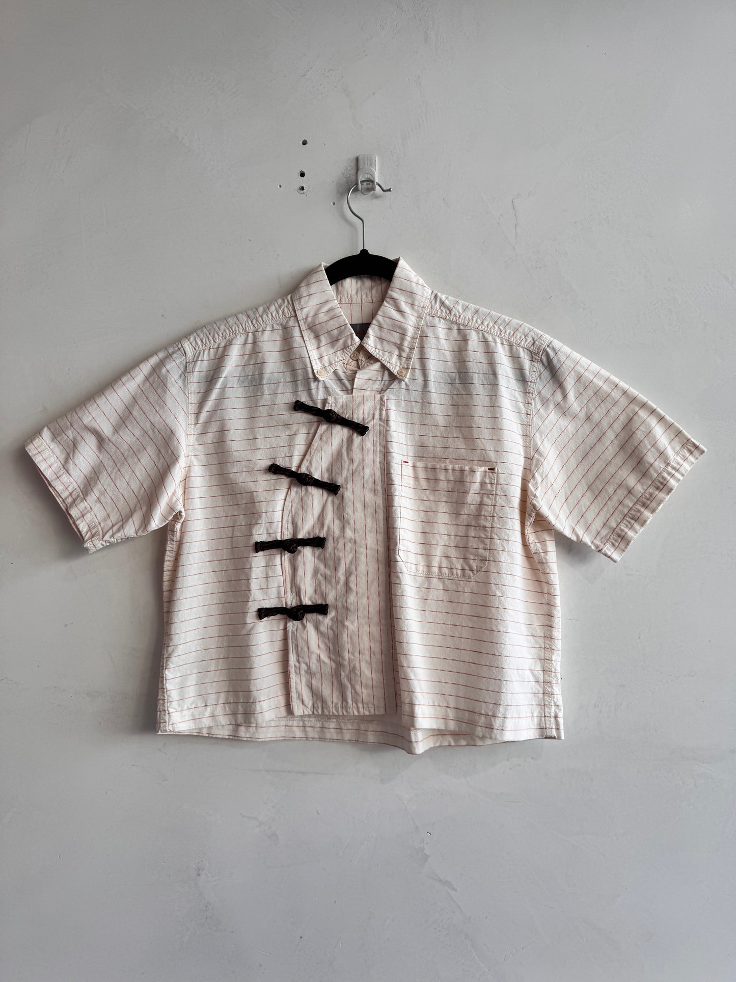 Upcycled IXIZ Oranges and Cream stripe shirt - size S