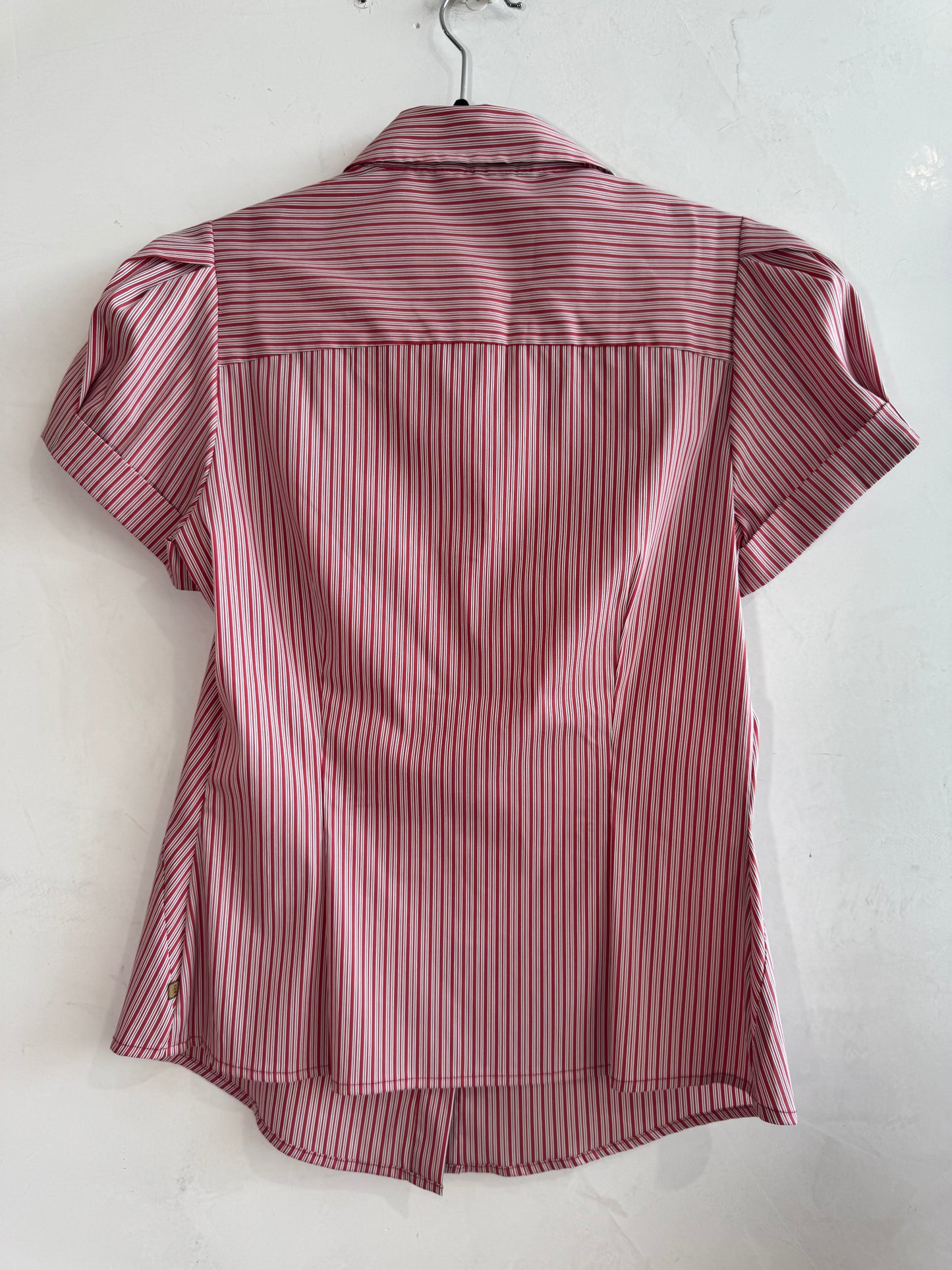Cue Short Sleeve Red Striped Top - size 10