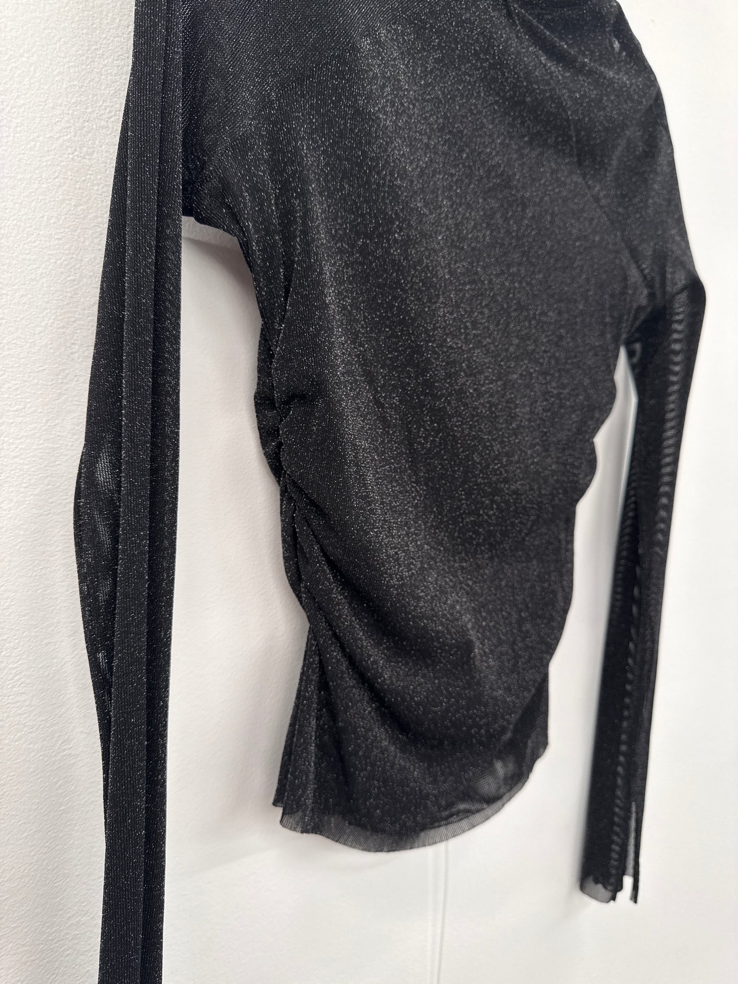 C&M Black Mesh Top - size 14