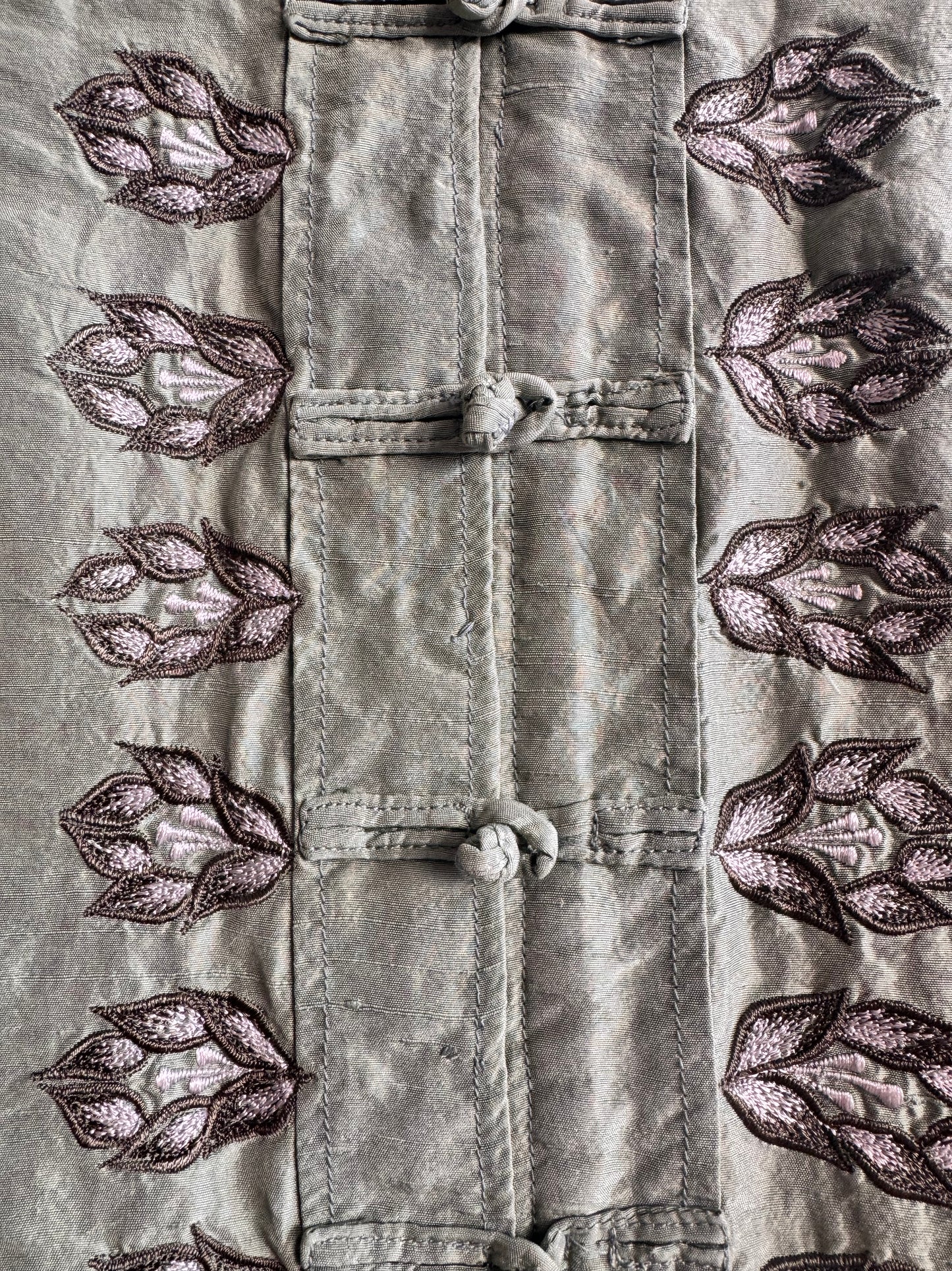 Green Embroidered Tang Button Top - size S