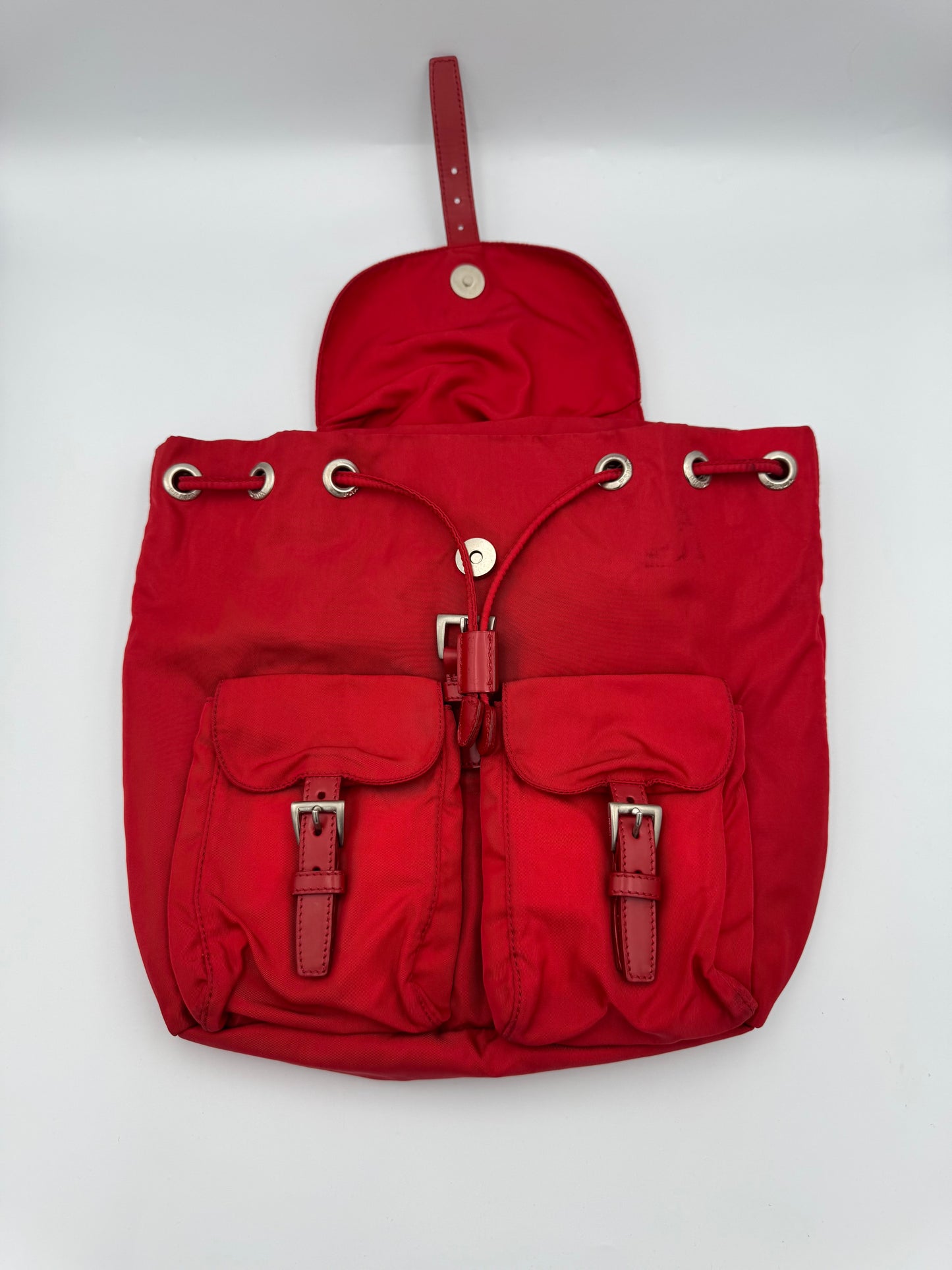 PRADA Red Vela Small Backpack