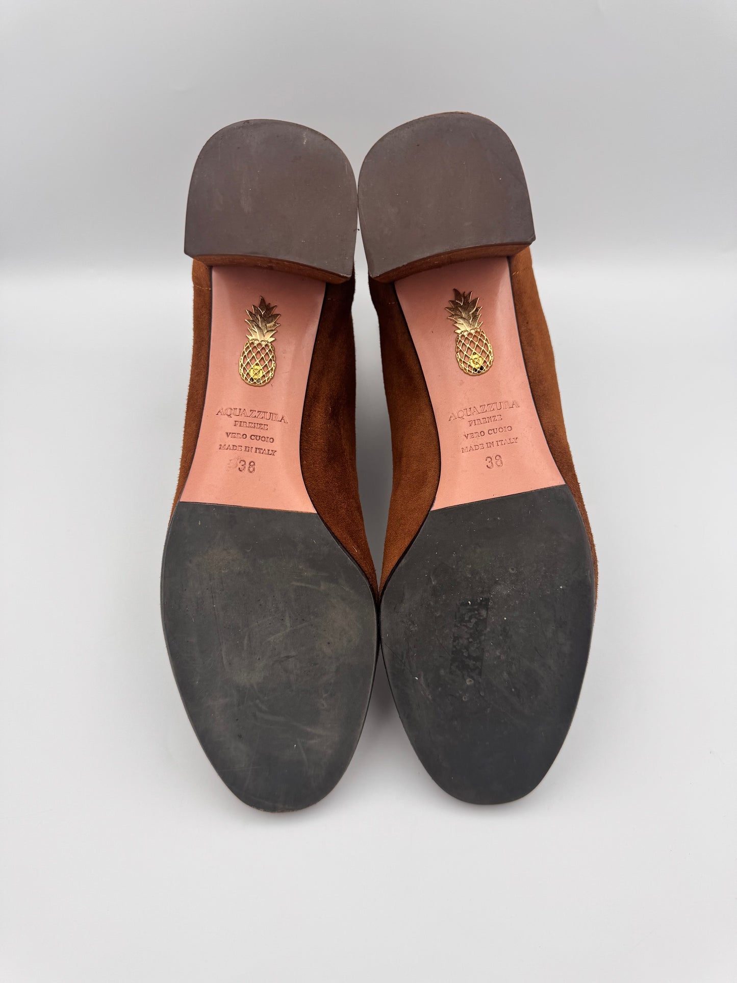 AQUAZZURA Saint Honoré Brown Suede Boots Size 38