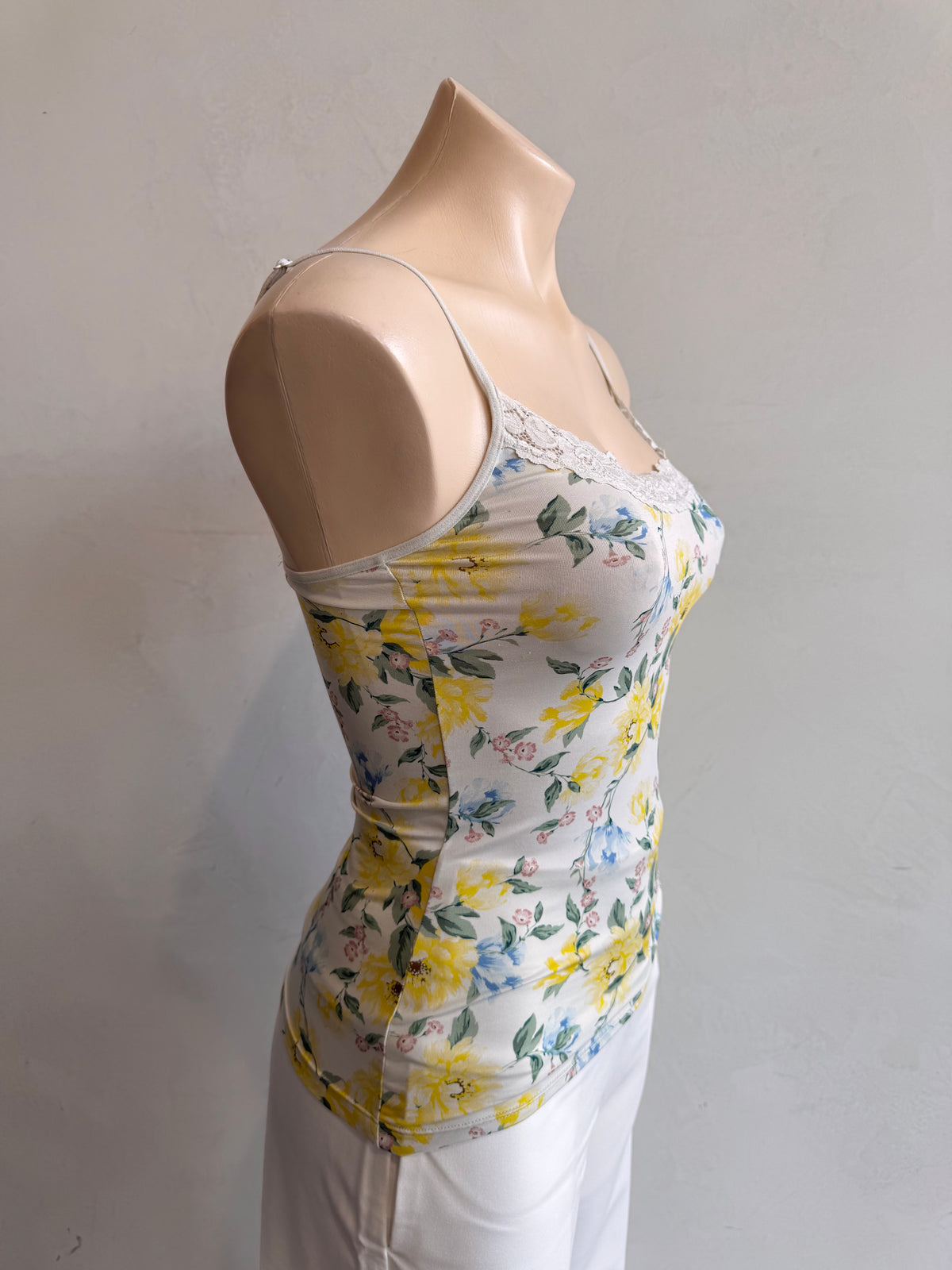 Jockey yellow print lace trim cami - size S
