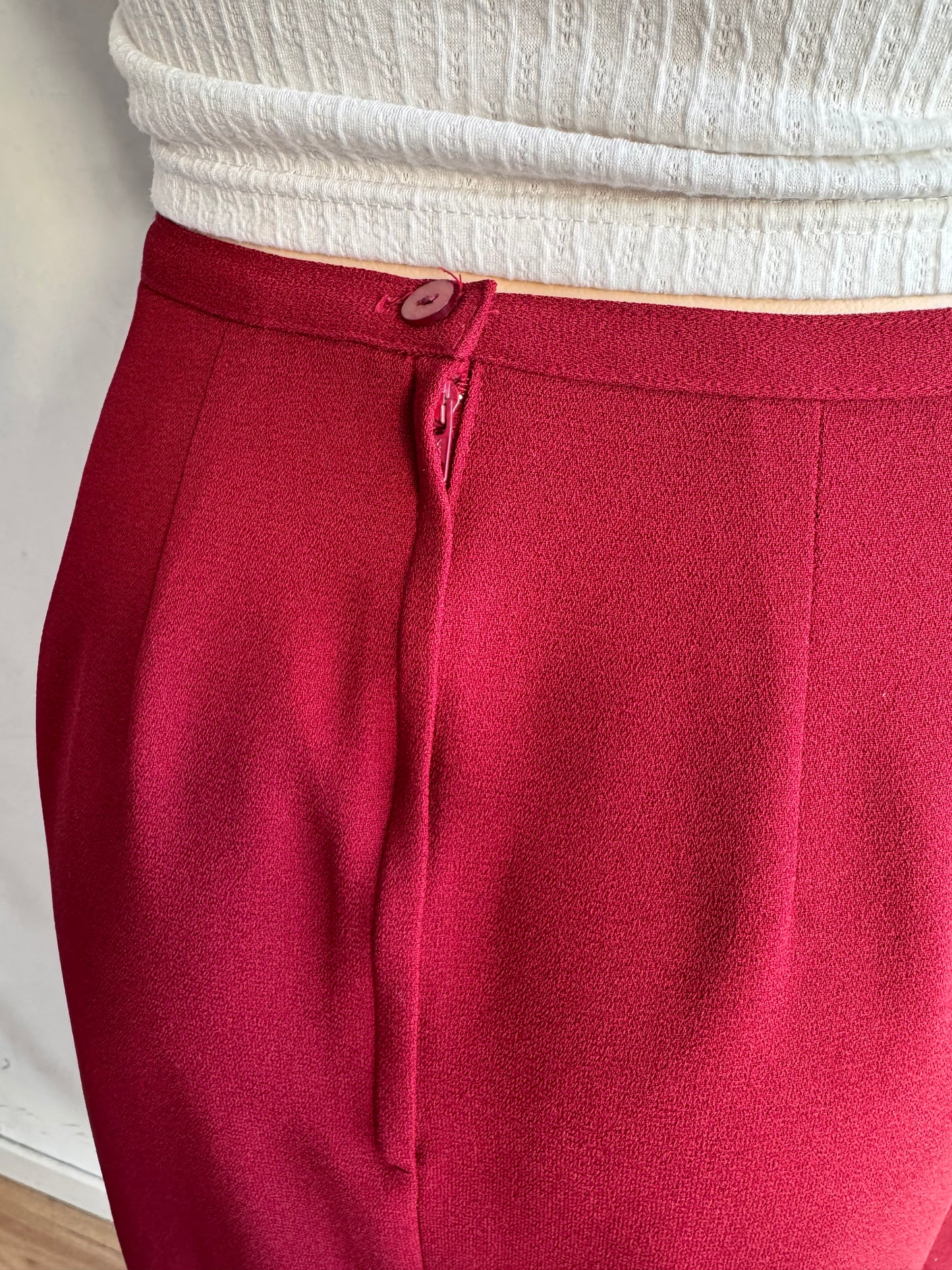 Vintage Jacqui E Red Maxi Skirt With Slits - size M