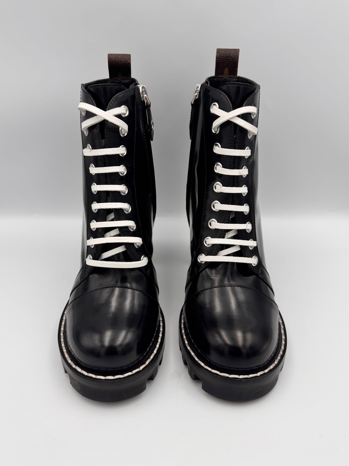 Louis Vuitton Laced Chunky Heel Boots Size 38.5