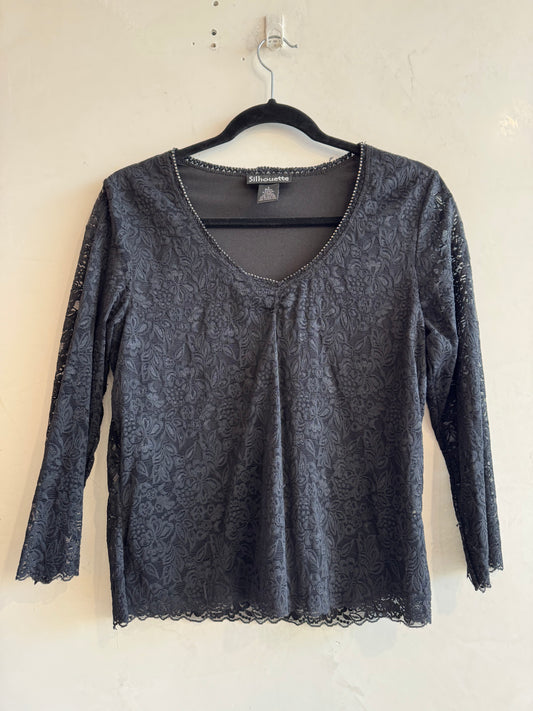 Vintage Silhouette lace top - size L