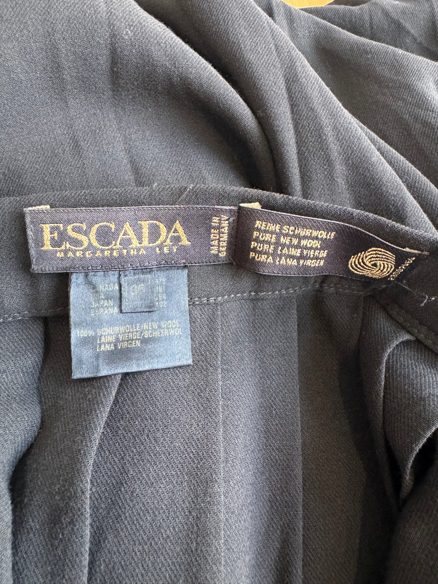 Vintage Escada Black Pleated Wool Maxi Skirt - size S