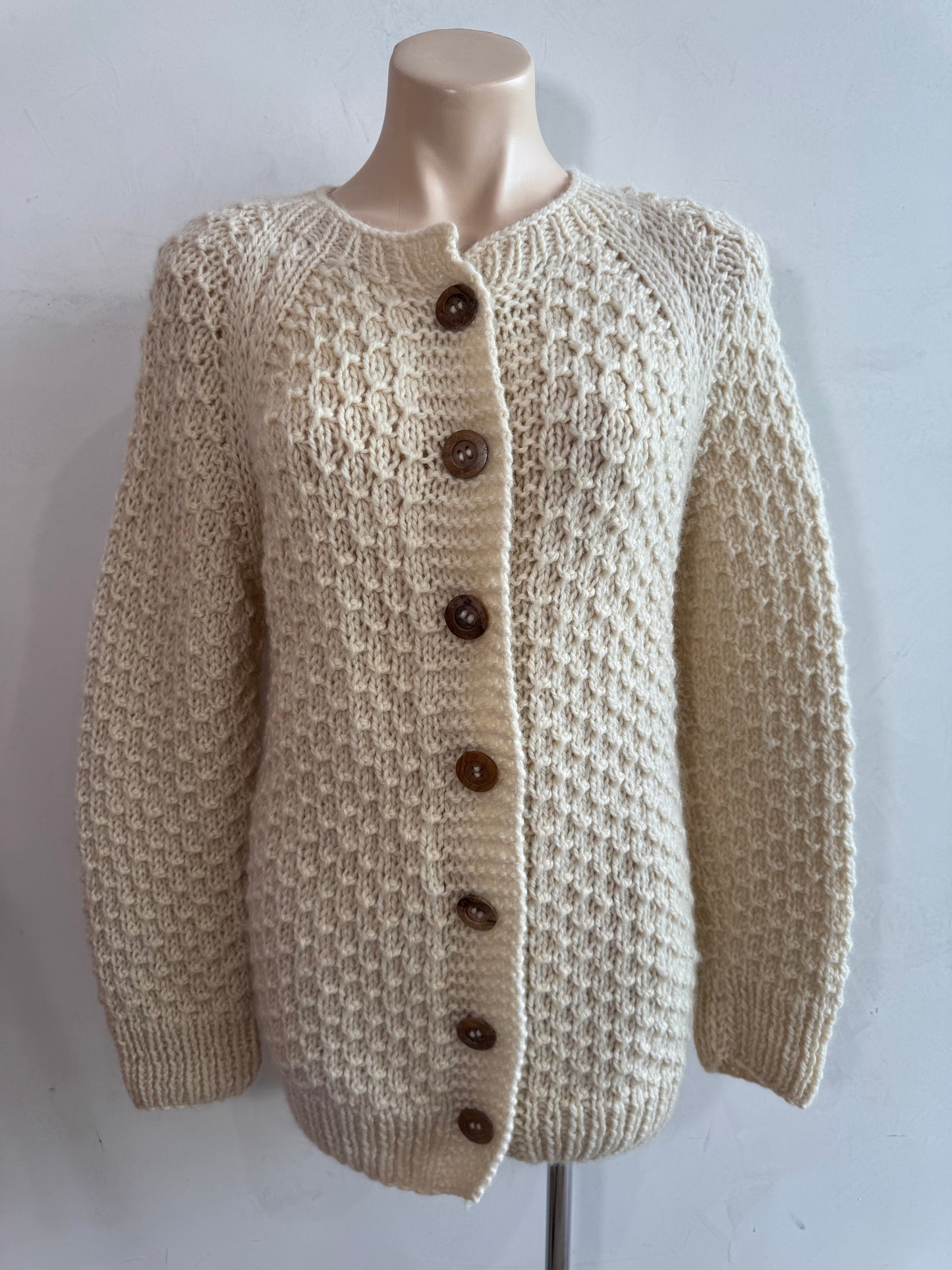 Cream Chunky Handknit Cardigan OS