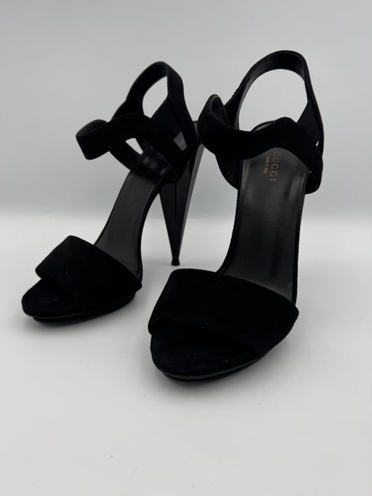 Gucci Platform Sandals in Black Suede Size 39