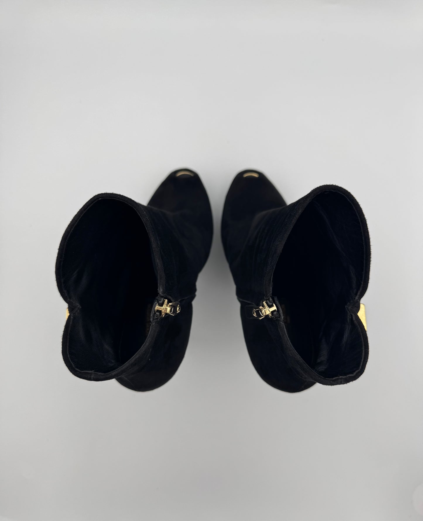 Louis Vuitton Black Suede Tassel Peep Toe Platform Booties Size 39