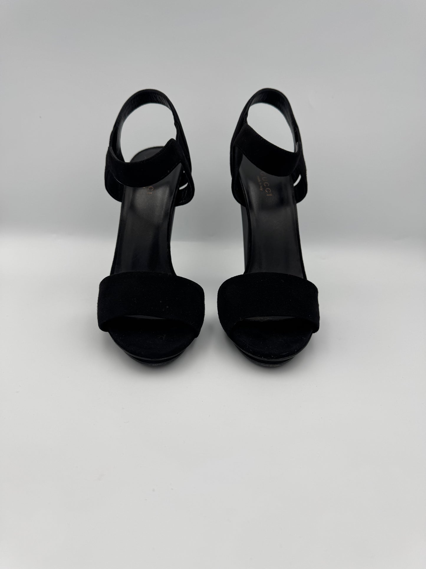 Gucci Platform Sandals in Black Suede Size 39
