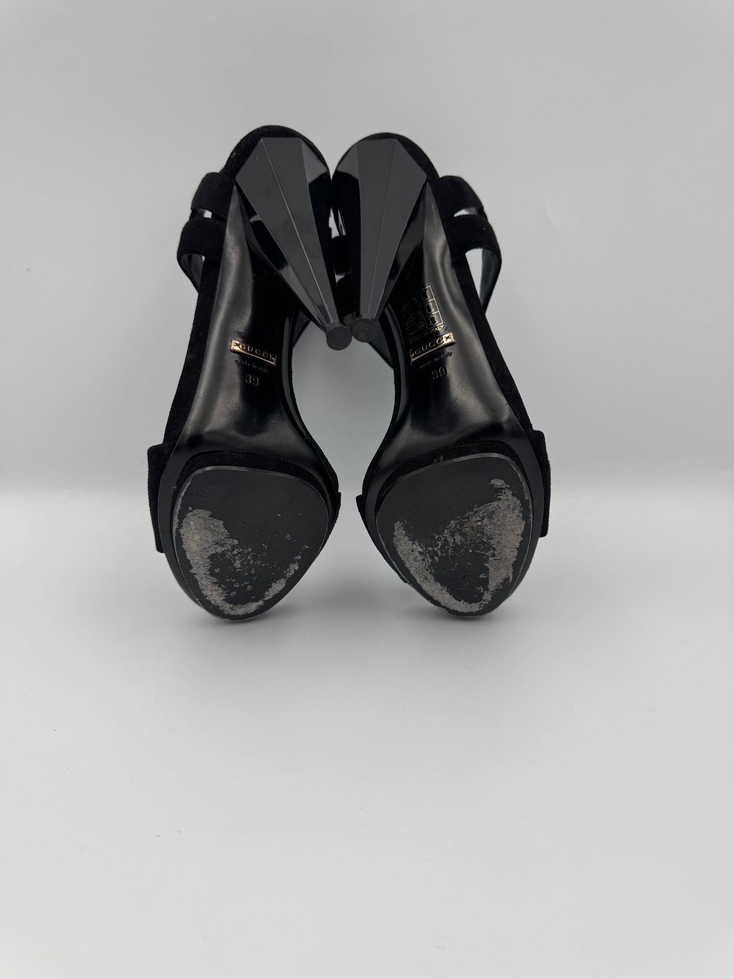 Gucci Platform Sandals in Black Suede Size 39