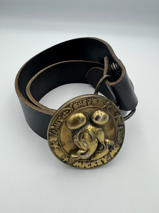 ACME brass buckle leather belt - size S/M