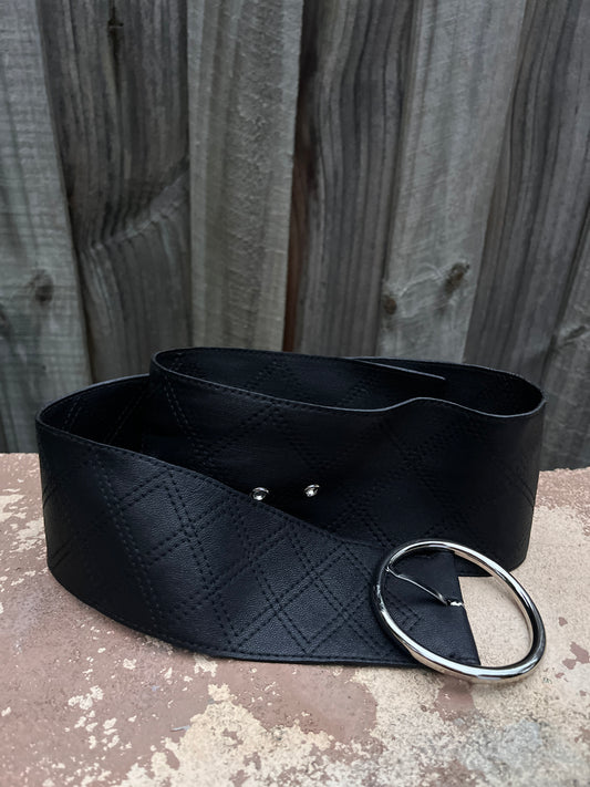 Scanlan Theodore Soft Wide Black Leather Waist Belt Size XS/S