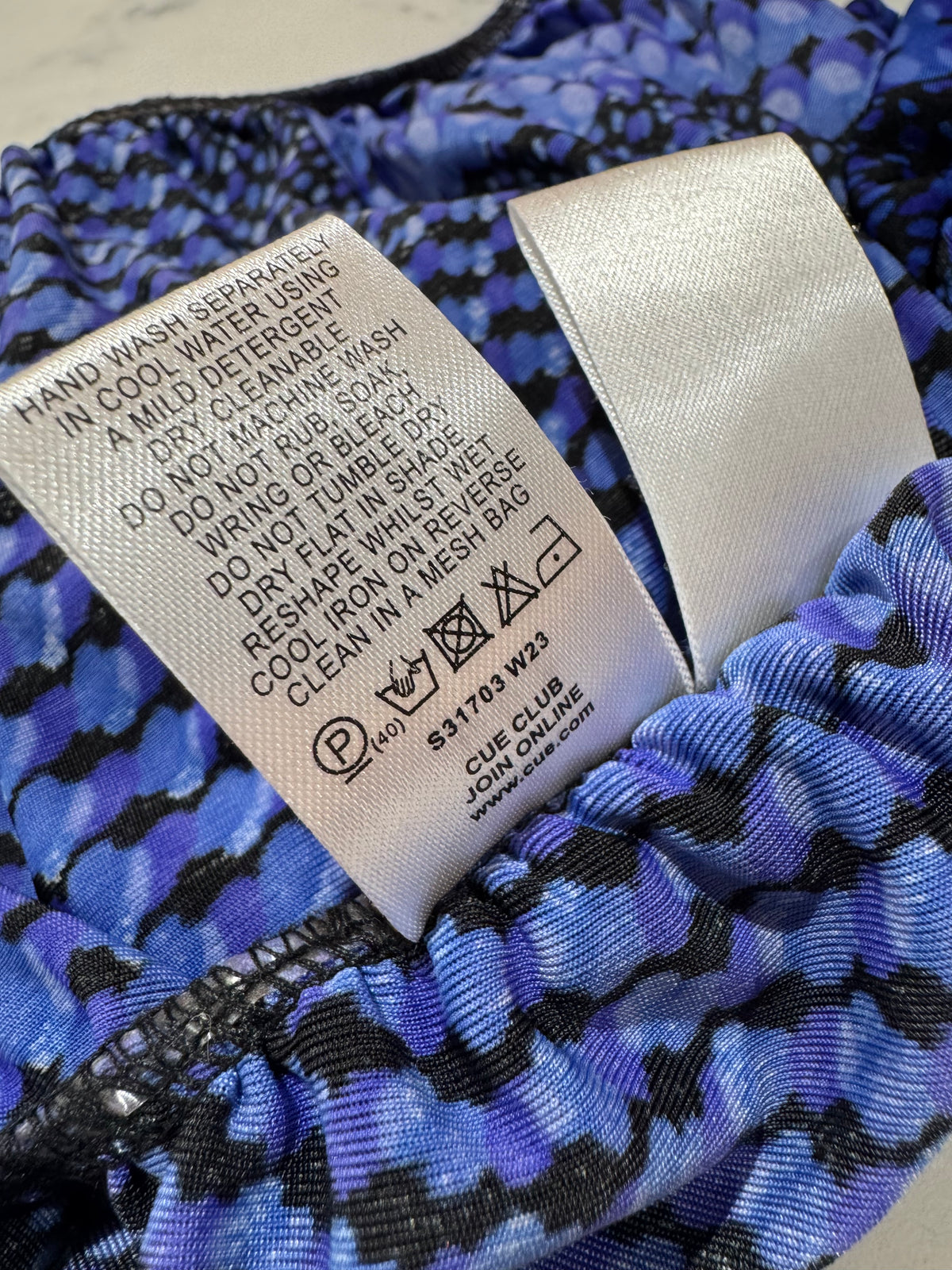 Cue Blue Ruched Sleeveless Top - size 6
