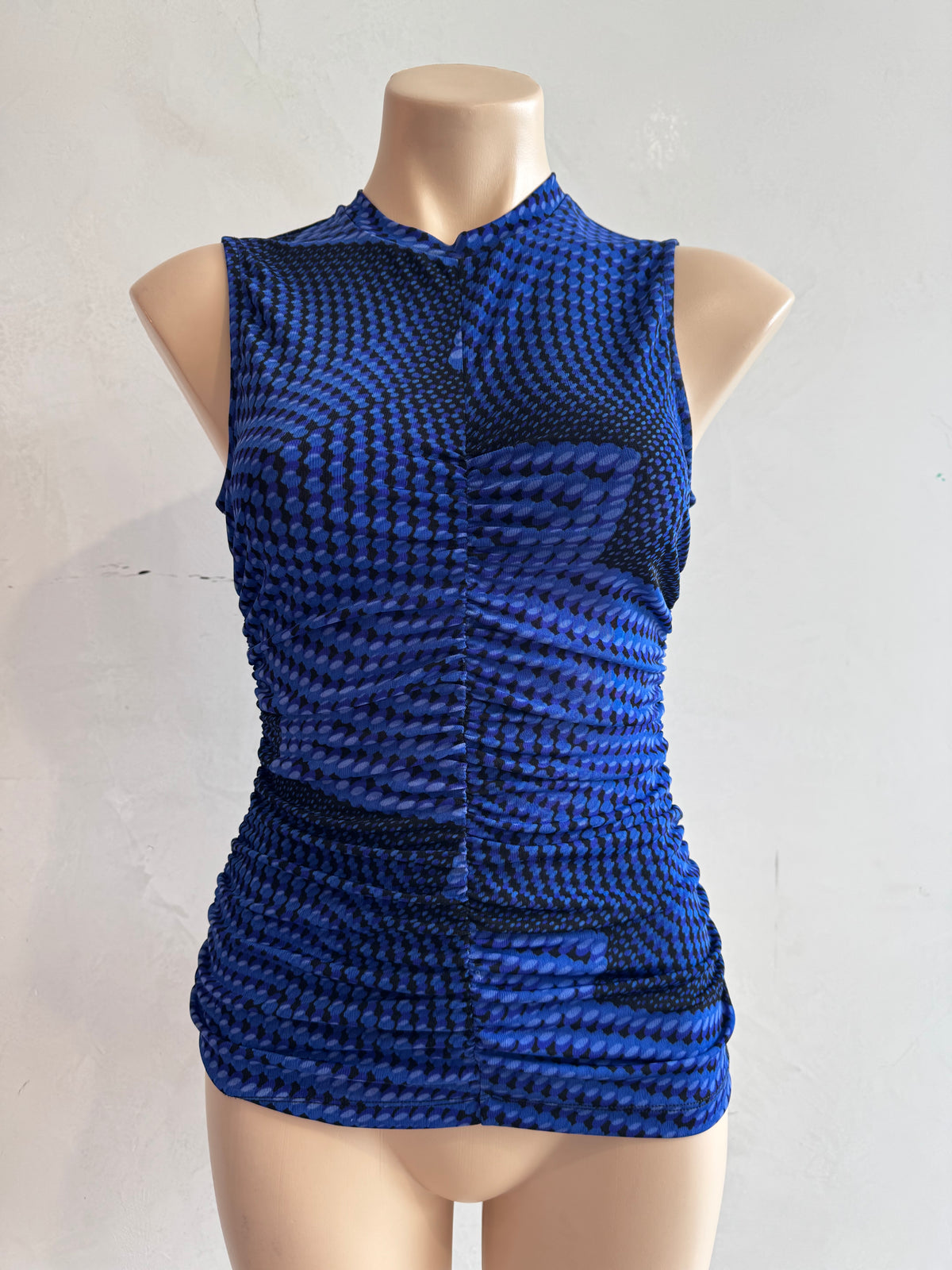 Cue Blue Ruched Sleeveless Top - size 6