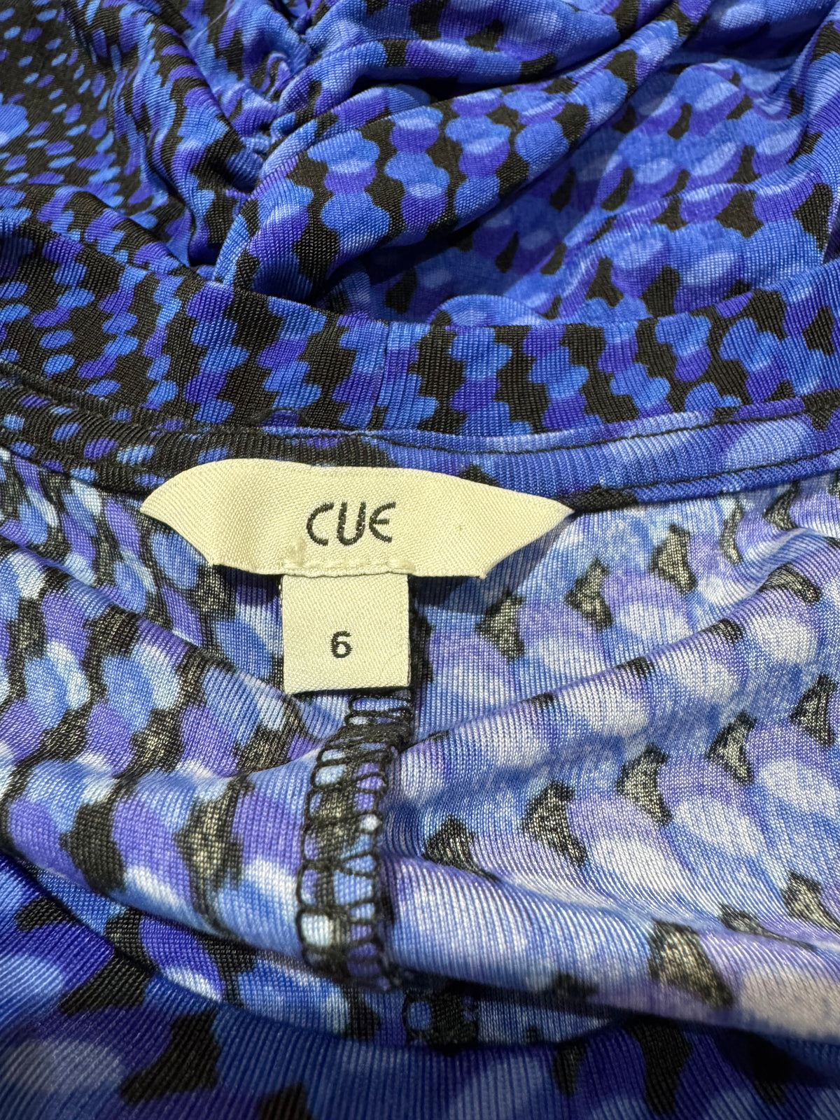 Cue Blue Ruched Sleeveless Top - size 6