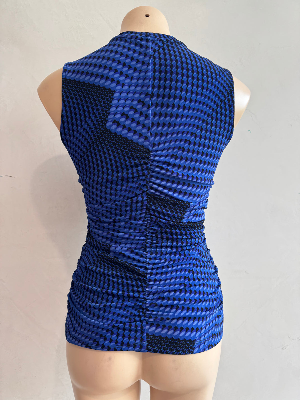 Cue Blue Ruched Sleeveless Top - size 6