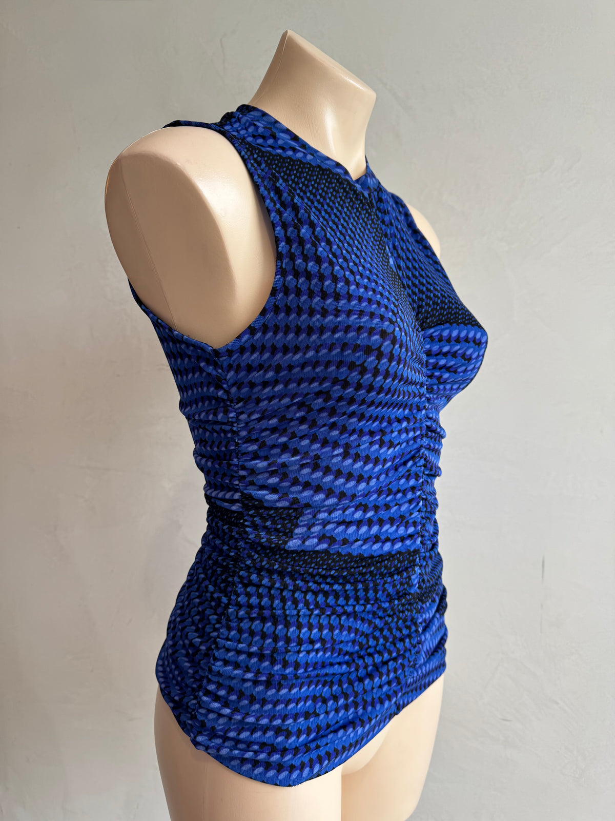 Cue Blue Ruched Sleeveless Top - size 6