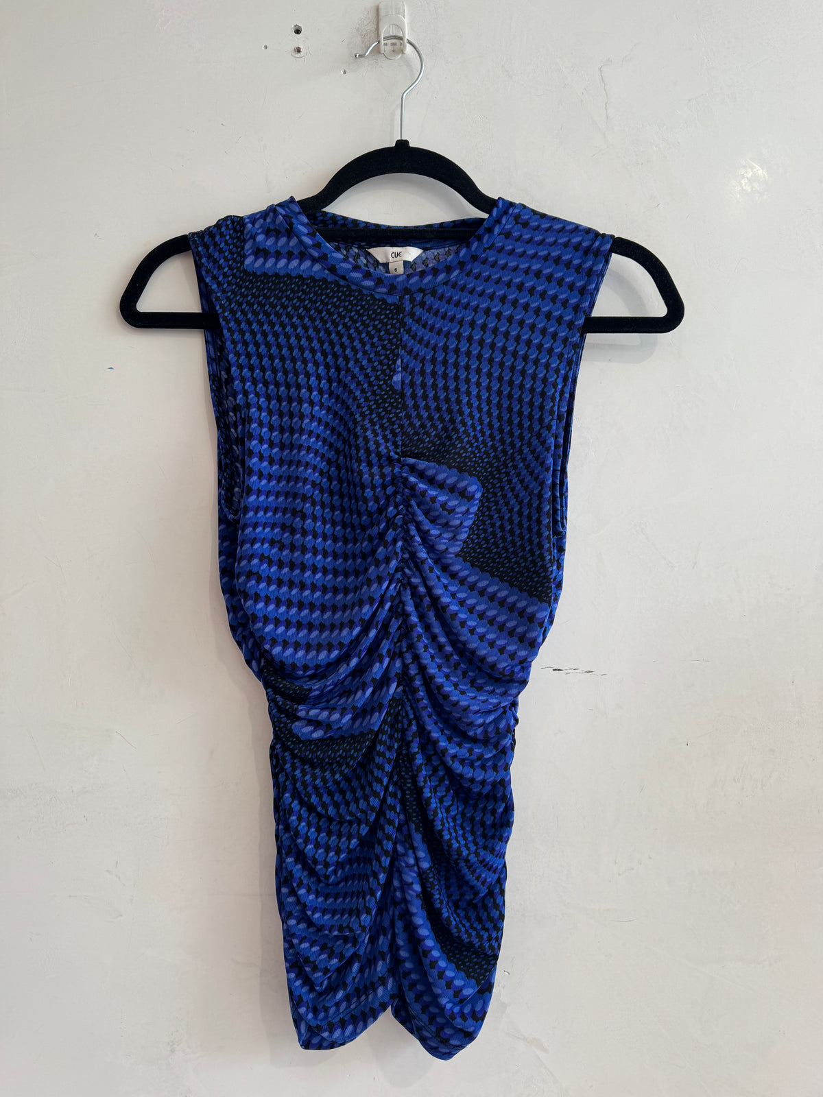 Cue Blue Ruched Sleeveless Top - size 6