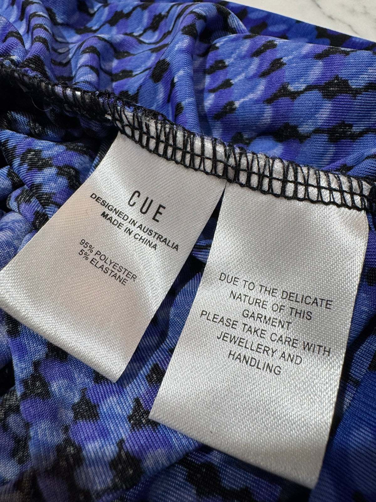 Cue Blue Ruched Sleeveless Top - size 6