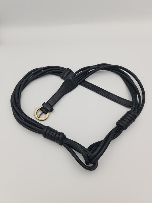 Vintage Harry Who black leather rope belt