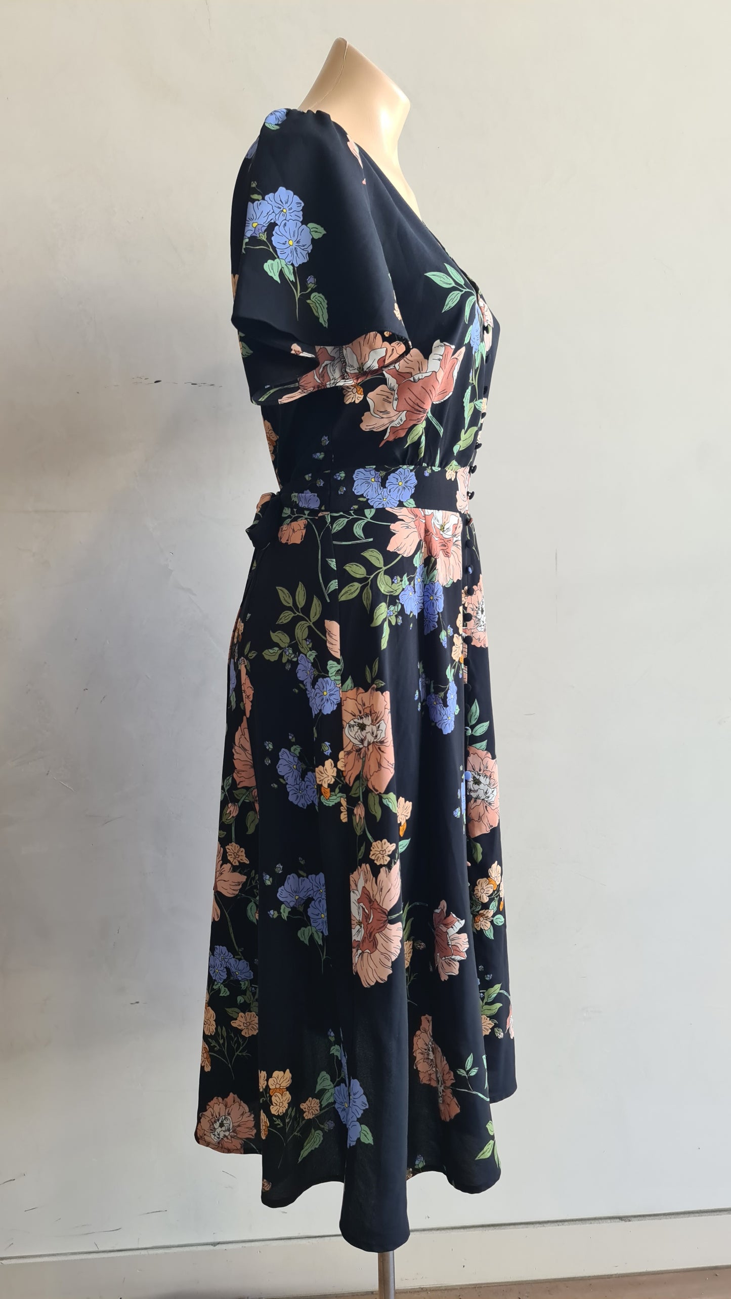 Portmans Black Floral Dress - size 10