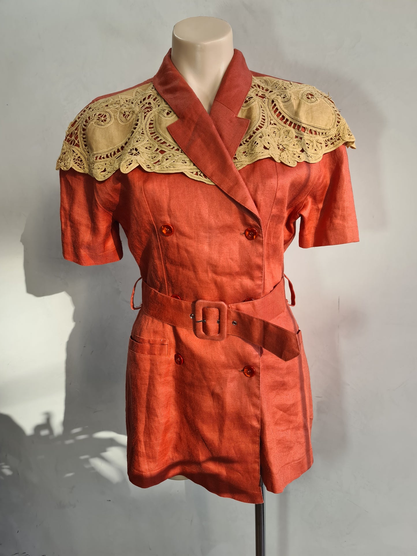 Vintage Maggy Terracotta Jacket with Belt - size M