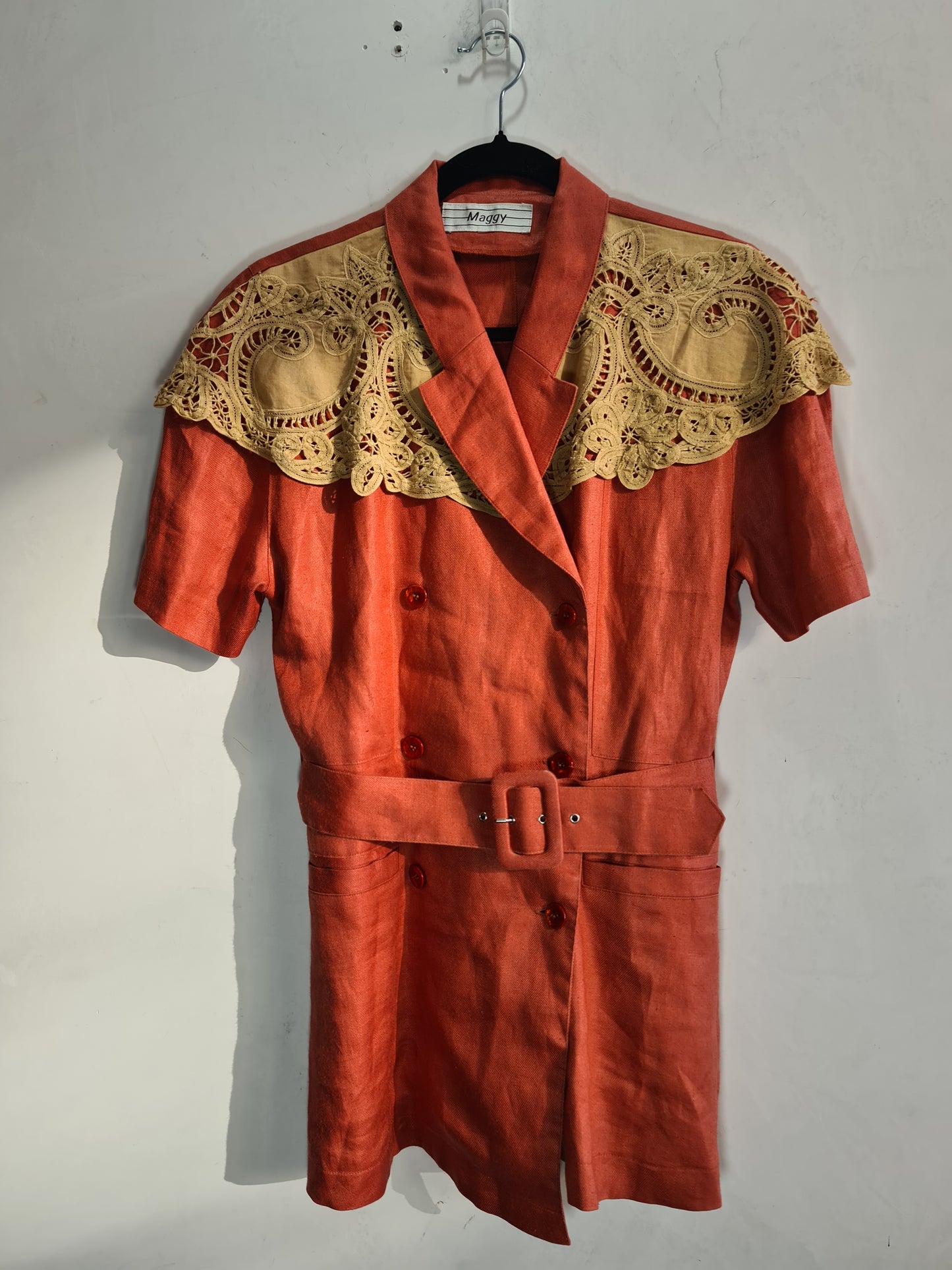 Vintage Maggy Terracotta Jacket with Belt - size M