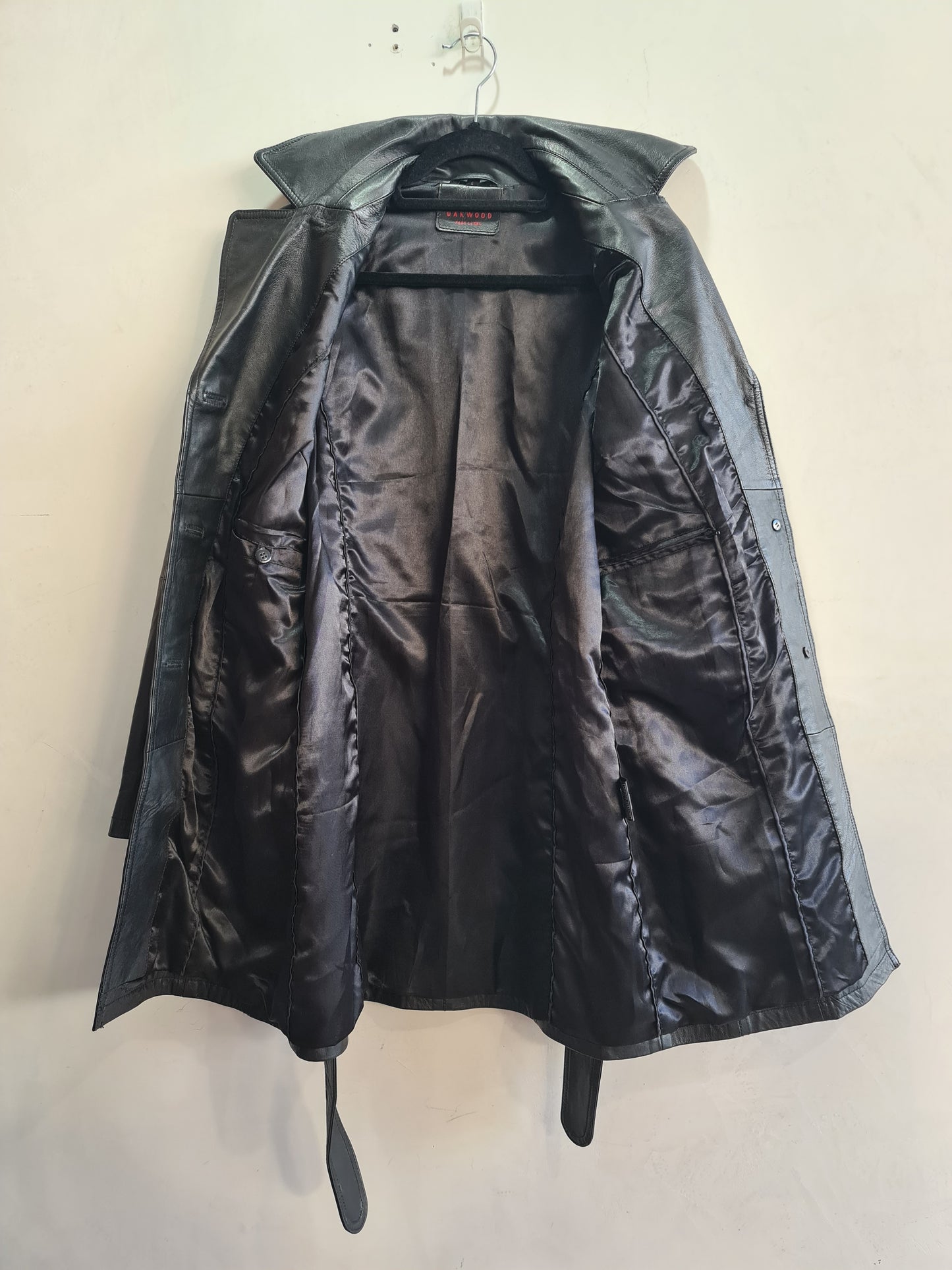 Oakwood Black Long Leather Jacket - size S