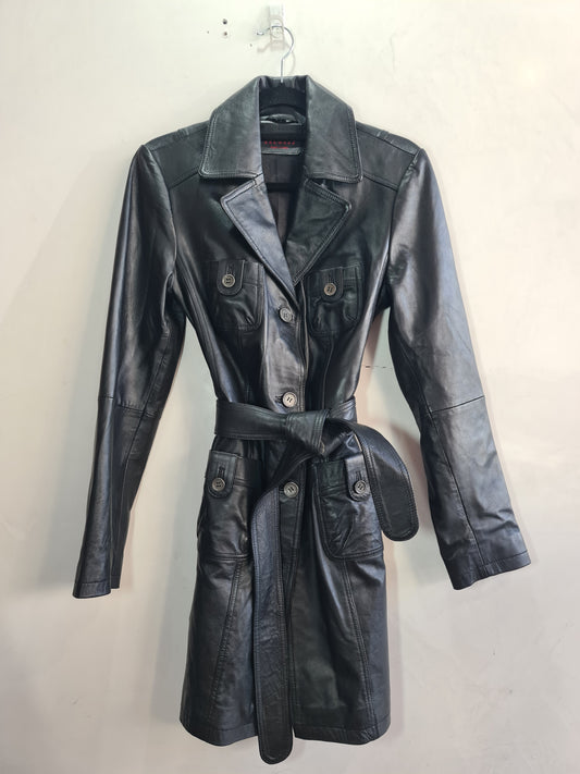 Oakwood Black Long Leather Jacket - size S