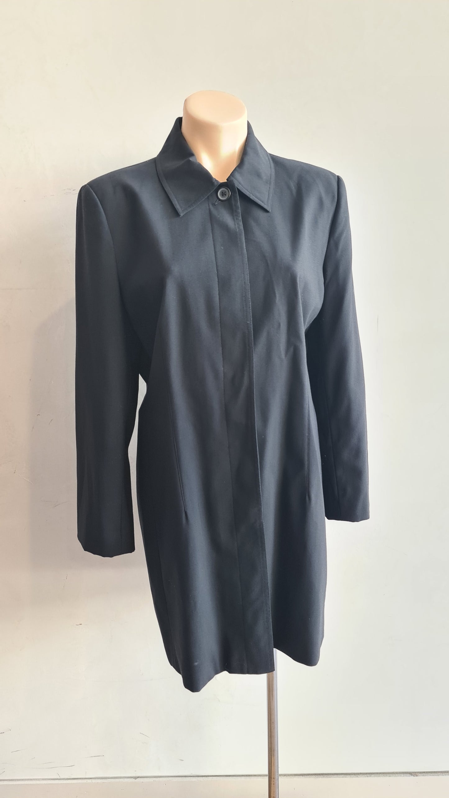 Sussan Black Wool Long Line Jacket -size 12