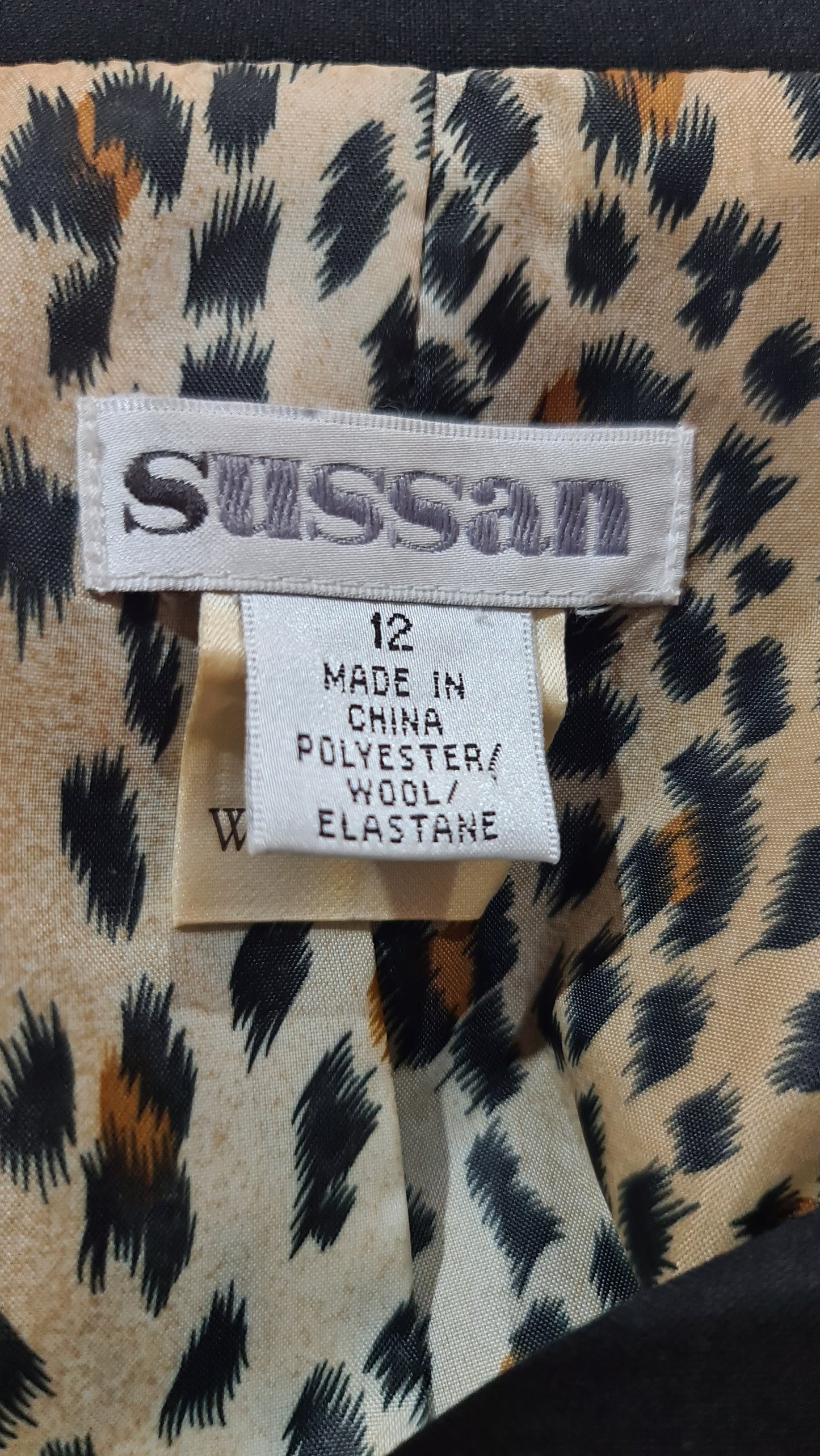 Sussan Black Wool Long Line Jacket -size 12