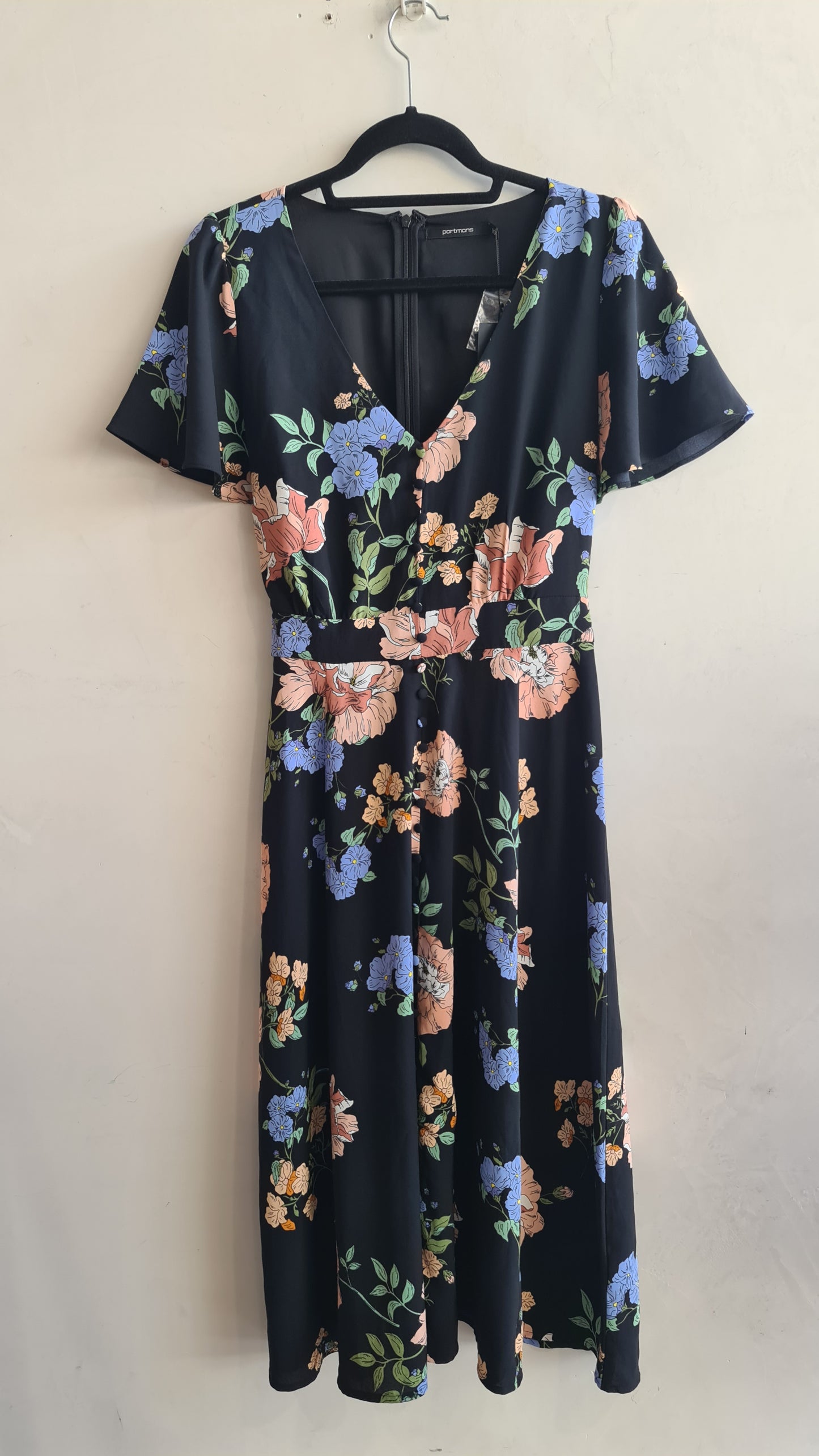 Portmans Black Floral Dress - size 10