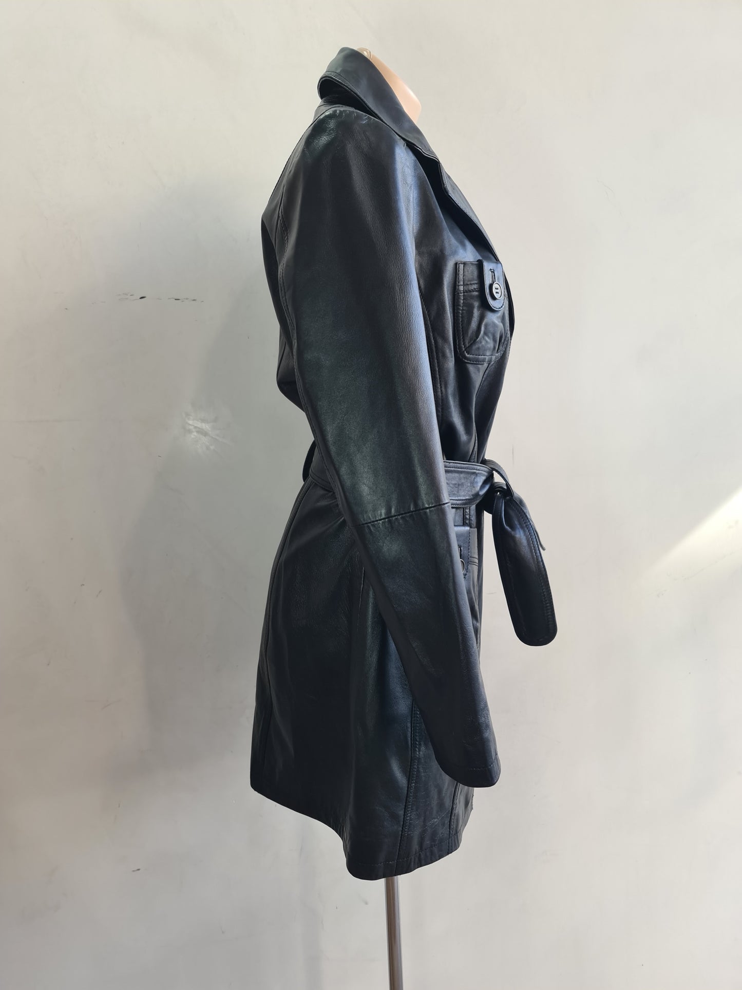 Oakwood Black Long Leather Jacket - size S