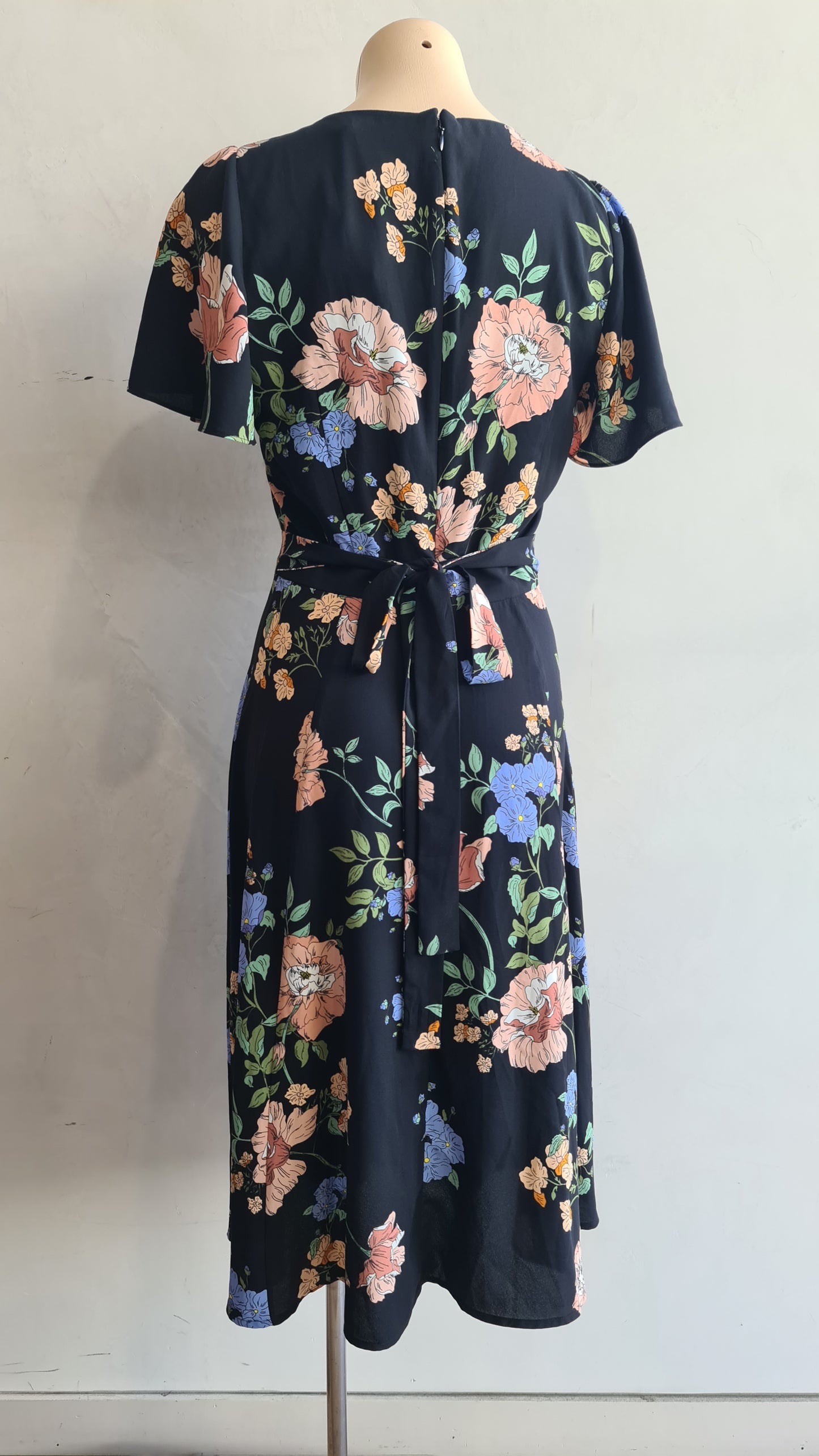 Portmans Black Floral Dress - size 10