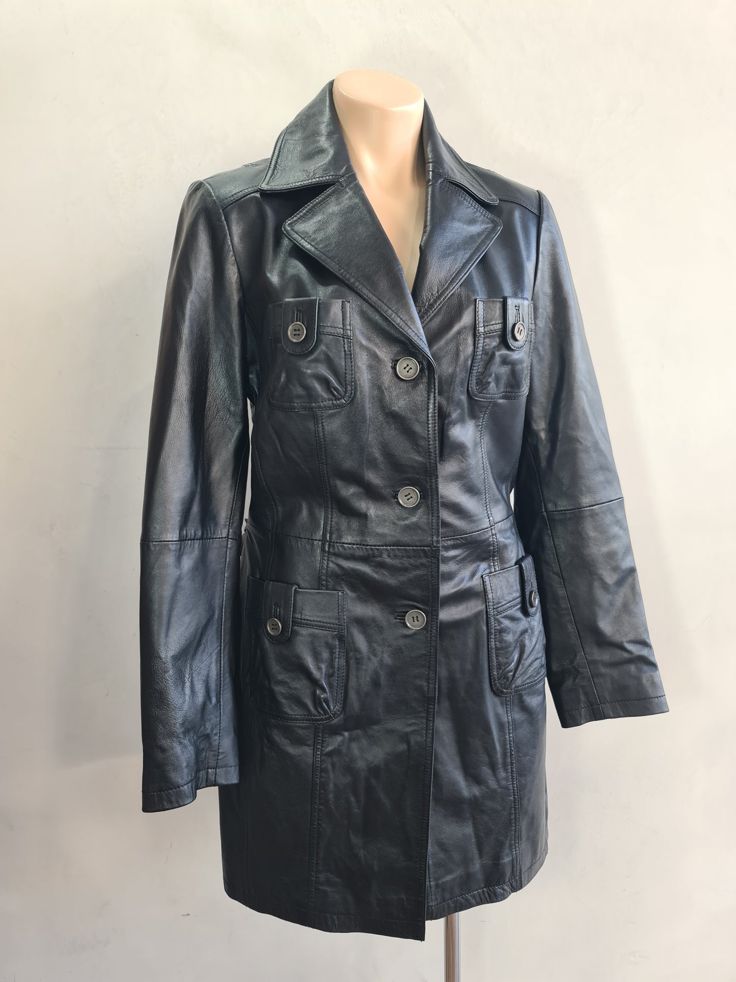 Oakwood Black Long Leather Jacket - size S